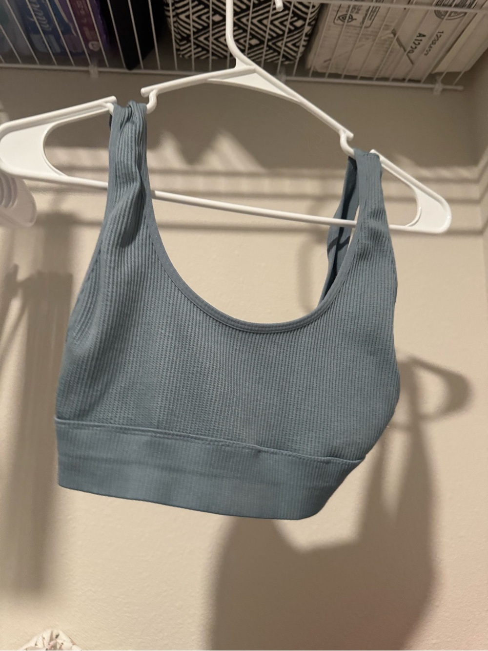 Ribbed Scoop Sports Bralette in Dusty Blue